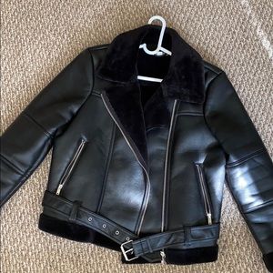 Topshop Black Leather Moto Jacket
